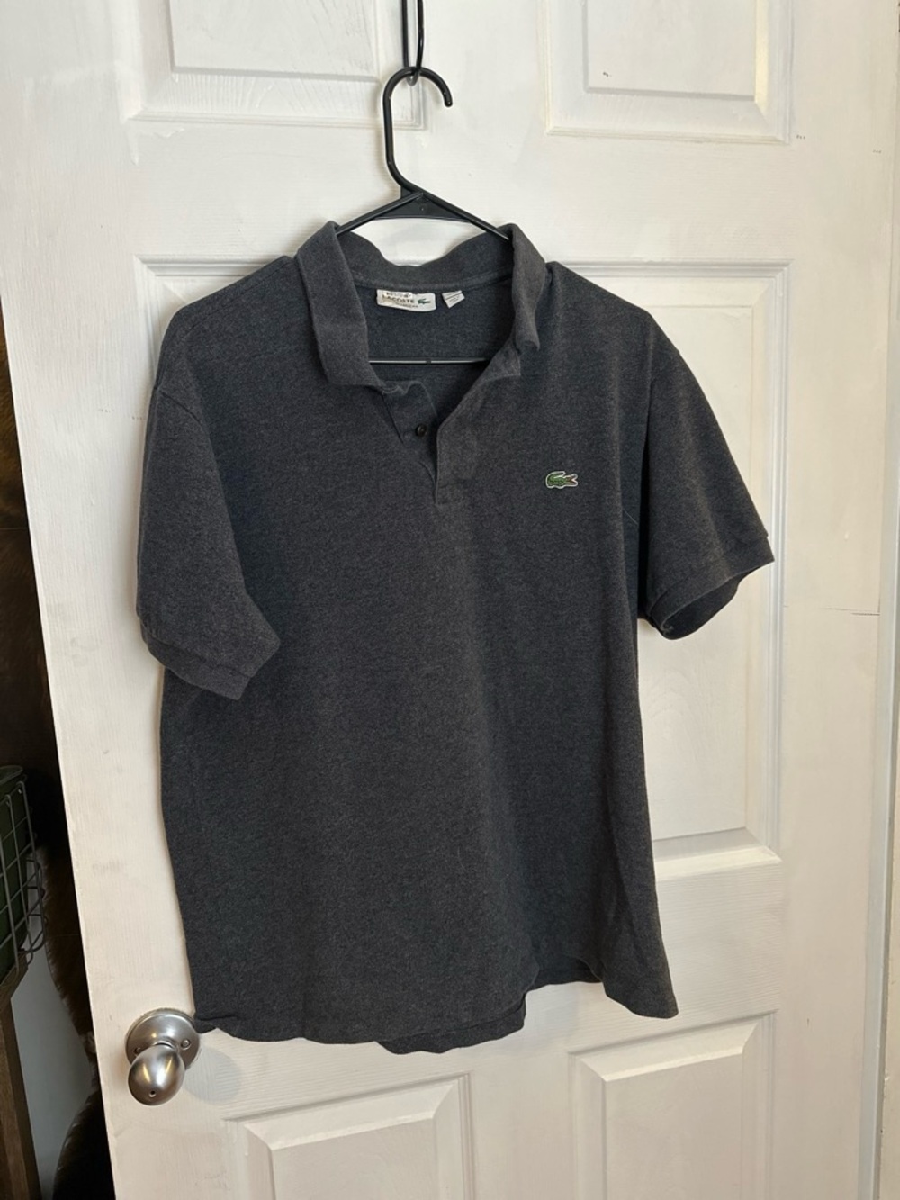 Lacoste Dark Charcoal Gray Polo with Crocodile Logo